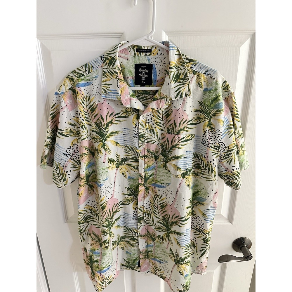 Men's Artistry in Motion Tropical Cotton Short Sleeve Button-Up Shirt size XL